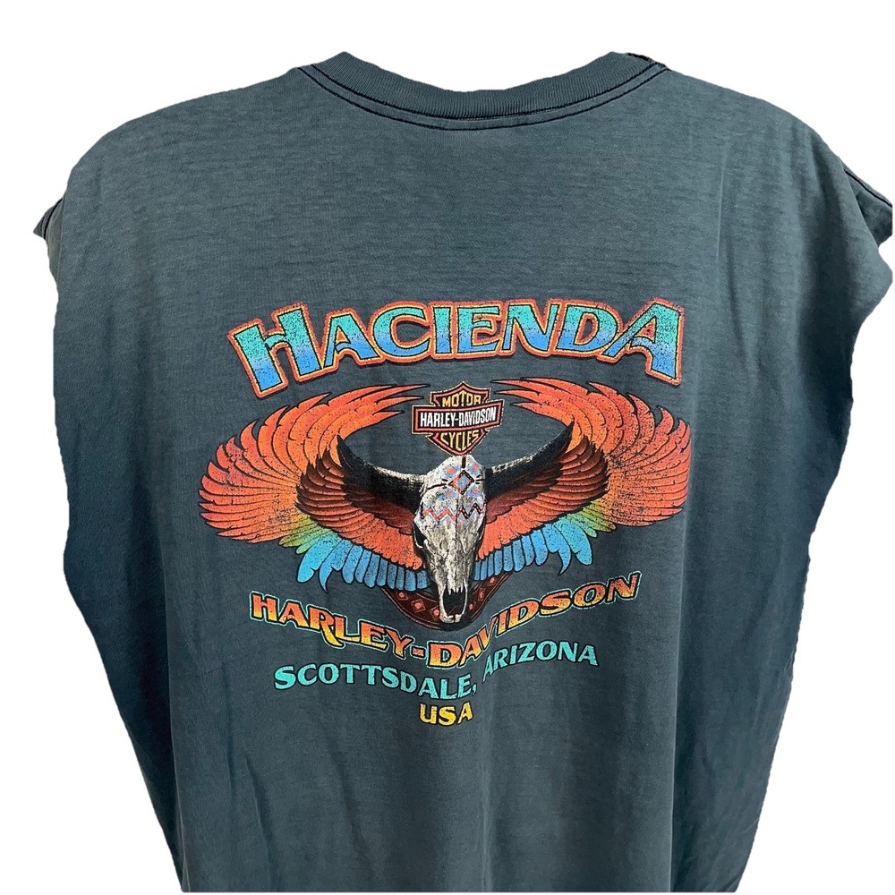 VTG Hacienda‎ Harley-Davidson T-Shirt XXL Single Stitch Arizona Perfect Fade USA